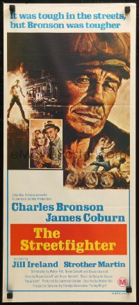 6h0413 HARD TIMES Aust daybill 1975 Walter Hill, Dippel art of Charles Bronson, The Streetfighter!