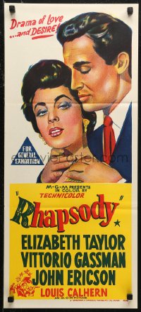 6h0497 RHAPSODY Aust daybill R1960s Elizabeth Taylor must possess Gassman, heart, body & soul!