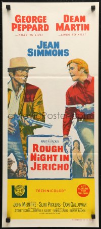 6h0501 ROUGH NIGHT IN JERICHO Aust daybill 1967 Dean Martin & George Peppard with guns drawn!