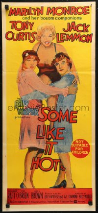 6h0508 SOME LIKE IT HOT 2nd printing Aust daybill 1960s Marilyn Monroe, Tony Curtis & Jack Lemmon!