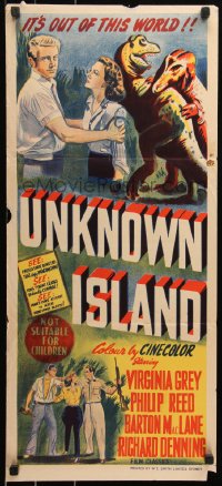 6h0536 UNKNOWN ISLAND Aust daybill 1948 Virginia Grey, Barton MacLane, really fake dinosaurs!