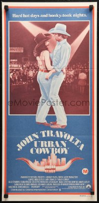 6h0538 URBAN COWBOY Aust daybill 1980 different image of John Travolta & Debra Winger dancing!