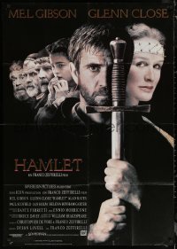 6h0168 HAMLET German 33x47 1990 Mel Gibson, Glenn Close, Helena Bonham Carter, William Shakespeare!