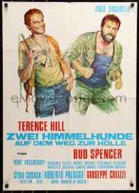 6h0179 ALL THE WAY BOYS German 1973 cool artwork of Terence Hill & Bud Spencer, the Trinity boys!