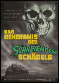 6h0238 SCREAMING SKULL German 1962 fantastic art of huge creepy skull looming over castle!