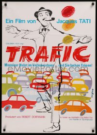 6h0248 TRAFFIC German 1971 great different art of Jacques Tati as Mr. Hulot by Feiglova!