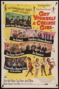 6h0926 GET YOURSELF A COLLEGE GIRL 1sh 1964 hip-est happiest rock & roll show, Dave Clark 5 & more!