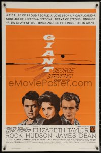 6h0935 GIANT 1sh R1963 James Dean, Elizabeth Taylor, Rock Hudson, directed by George Stevens!