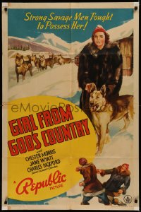 6h0936 GIRL FROM GOD'S COUNTRY 1sh 1940 artwork of Jane Wyatt with German Shepherd in Alaska!