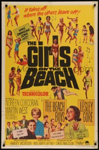 6h0939 GIRLS ON THE BEACH 1sh 1965 Beach Boys, Lesley Gore, LOTS of sexy babes in bikinis!