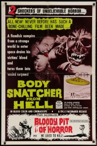 6h0945 GOKE, BODY SNATCHER FROM HELL/BLOODY PIT OF HORROR 1sh 1970s shockers of unbelievable horror