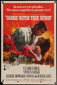 6h0946 GONE WITH THE WIND 1sh R1970 Terpning art of Gable & Leigh over Burning Atlanta!