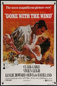 6h0947 GONE WITH THE WIND 1sh R1980 Clark Gable, Vivien Leigh, Howard, de Havilland, classic!