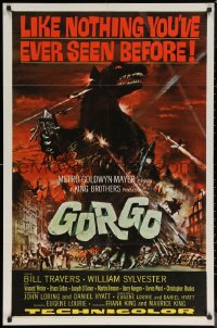 6h0950 GORGO 1sh 1961 great artwork of giant monster terrorizing London by Joseph Smith!