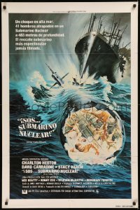 6h0955 GRAY LADY DOWN int'l Spanish language 1sh 1978 Charlton Heston, David Carradine, cool sub art!