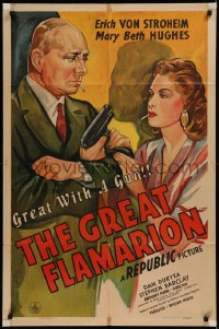 6h0956 GREAT FLAMARION 1sh 1945 Erich Von Stroheim seduced & duped by bad Mary Beth Hughes!