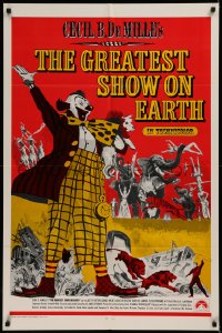 6h0962 GREATEST SHOW ON EARTH int'l 1sh R1970s Cecil B. DeMille circus classic, cool different art!