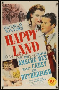 6h0966 HAPPY LAND 1sh 1943 Don Ameche's son dies in WWII, a ghost shows him why it was worth while!