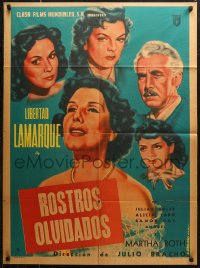 6h0156 ROSTROS OLVIDADOS Mexican poster 1952 Cabarello of Libertad Lamarque surrounded by co-stars!