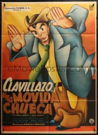 6h0161 UNA MOVIDA CHUECA Mexican poster 1956 Clavillazo tests a drug that shows him the future!