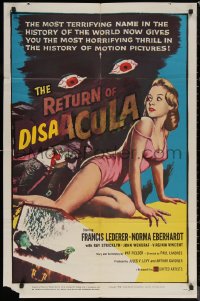 6h1284 RETURN OF DRACULA 1sh 1958 girl being watched by creepy vampire eyes, partially painted over