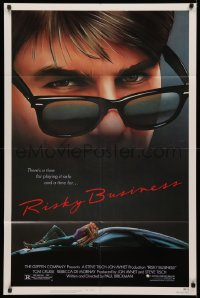 6h1297 RISKY BUSINESS 1sh 1983 classic c/u art of Tom Cruise in cool shades by Drew Struzan!