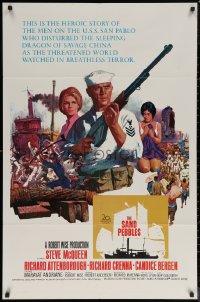 6h1325 SAND PEBBLES 1sh 1967 art of Navy sailor McQueen & Candice Bergen by Howard Terpning!