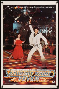 6h1330 SATURDAY NIGHT FEVER teaser 1sh 1977 best image of disco John Travolta & Karen Lynn Gorney!