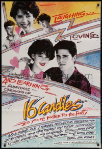 6h1365 SIXTEEN CANDLES int'l 1sh 1984 Molly Ringwald, Anthony Michael Hall, directed by John Hughes!