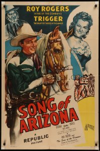 6h1376 SONG OF ARIZONA 1sh 1946 Roy Rogers & Trigger, pretty Dale Evans & wacky Gabby Hayes!