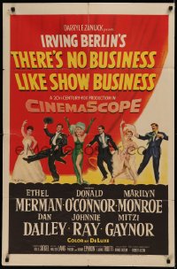 6h1446 THERE'S NO BUSINESS LIKE SHOW BUSINESS 1sh 1954 great art of Marilyn Monroe & top cast!