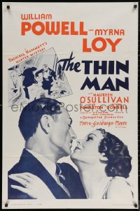 6h1449 THIN MAN 1sh R1962 William Powell, Myrna Loy, W.S. Van Dyke directed classic!