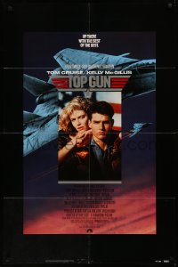 6h1466 TOP GUN 1sh 1986 great image of Tom Cruise & Kelly McGillis, Navy fighter jets!