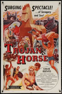 6h1477 TROJAN HORSE 1sh 1962 mighty Steve Reeves in a surging spectacle of savagery & sex!