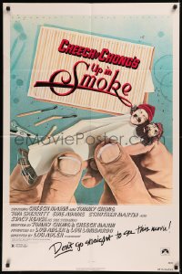 6h1491 UP IN SMOKE recalled 1sh 1978 Cheech & Chong marijuana drug classic, original tagline!