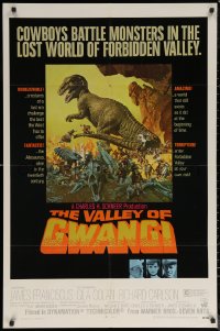 6h1493 VALLEY OF GWANGI 1sh 1969 Ray Harryhausen, great artwork of cowboys vs dinosaurs!