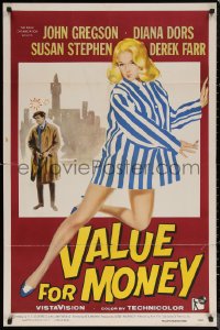 6h1494 VALUE FOR MONEY 1sh 1957 artwork of super sexy Diana Dors & John Gregson!