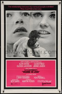 6h1539 WOMEN IN LOVE style B 1sh 1970 Ken Russell, D.H. Lawrence, Glenda Jackson, wild images!