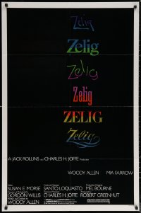 6h1555 ZELIG 1sh 1983 Mia Farrow, John Buckwalter, wacky Woody Allen directed mockumentary!