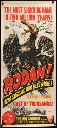 6k0190 RODAN Aust daybill 1959 Ishiro Honda's Sora no Daikaiju Radon, cool art of the monster!