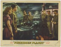 6m0101 FORBIDDEN PLANET LC #4 1956 Anne Francis & Leslie Nielsen watch Robby the Robot & crew!