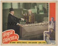 6m0117 HOUSE OF DRACULA LC #4 R1950 vampire John Carradine & Onslow Stevens with candles by coffin!