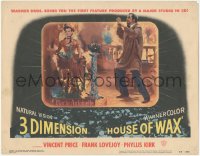 6m0120 HOUSE OF WAX 3D LC #2 1953 Vincent Price by Marie Antoinette wax statue melting in blaze!