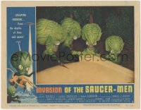 6m0130 INVASION OF THE SAUCER MEN LC #2 1957 c/u of 4 cabbage head aliens making plans by car!