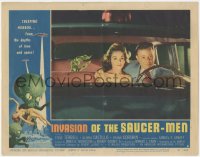 6m0134 INVASION OF THE SAUCER MEN LC #6 1957 best image of alien hand reaching for couple in car!