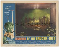 6m0135 INVASION OF THE SAUCER MEN LC #7 1957 soldiers with rifles in tunnel, wonderful border art!