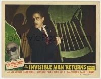 6m0141 INVISIBLE MAN RETURNS LC #3 R1948 Cedric Hardwicke about to hit something with chair!