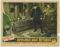 6m0142 INVISIBLE MAN RETURNS LC #4 R1948 H.G. Wells, Nan Grey on bed, cop Boulton & Forrester Harvey!