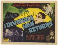 6m0140 INVISIBLE MAN RETURNS TC R1948 H.G. Wells, transparent Vincent Price is on the loose again!