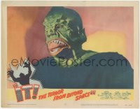 6m0148 IT! THE TERROR FROM BEYOND SPACE LC #4 1958 best close up of the wacky monster showing teeth!